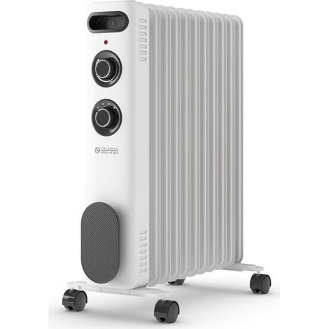 Radiateur à Huile 2500 W, 3 Niveaux de Puissance, Thermostat Réglable, Protection Anti-Basculement et Roulettes Pivotantes, pour Pièces jusqu'à 75 m³ (1/3)