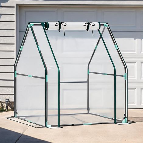 Serre de jardin transparente en acier plastique 90 x 90 x 105 cm (1/5)