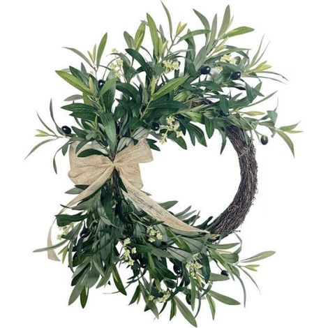 Couronne D'olivier - 45 cm - Style Rustique Méditerranéen avec Épis de Blé - 1 Pièce (1/4)