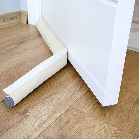 Joint d'Étanchéité pour Bas de Porte - Cuir + Mousse - Blanc - 96 cm - Coupe Personnalisable - Pour Portes Intérieures et Extérieures (1/5)