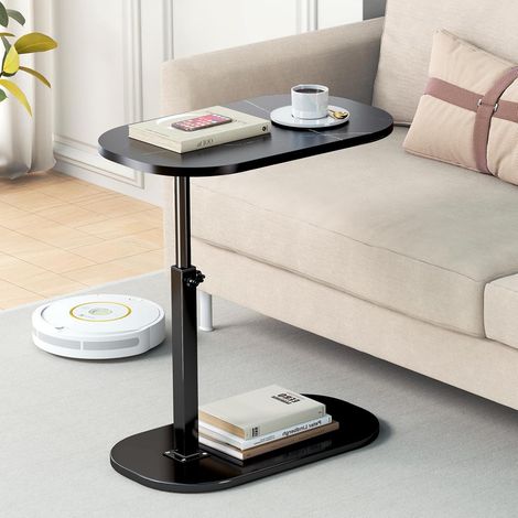 Table d'appoint en Forme de c Hauteur réglable, 360 ° pivotante canapé Table d'appoint pour canapé/LIT/Baignoire, Petite café Moderne C Tables pour Salon/Chambre/Balcon, Hauteur 45-80cm (1/5)
