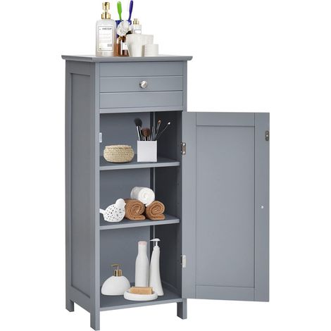 Goplus – Armoire murale de salle de bain en MDF – 1 tiroir et 2 étagères réglables – Dimensions 35x30x87cm – Fixation murale incluse – Design moderne (1/5)