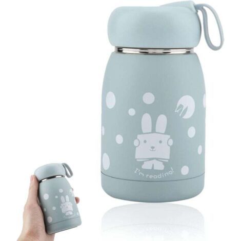 Mini Mug de voyage 320 ml (10,8 oz) avec boissons chaudes et froides, tasse isotherme, bouteille sous vide bleue (1/5)