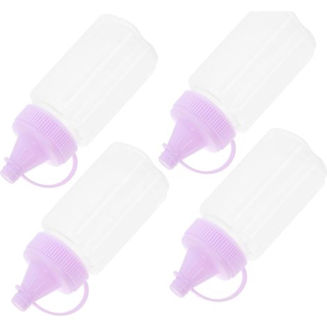 Lot de 4 bouteilles compressibles pour épices, édulcorants, sirops, vinaigrettes, sauces et miel, pots en polypropylène (violet). (1/5)