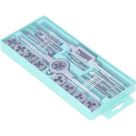 Ensemble de 20 pièces comprenant tarauds, filières et outils en acier pour la réparation automobile, le modélisme, le bricolage, la fonte et l'aluminium. (1/5)