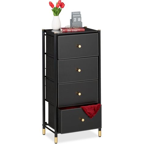 Cassettiera moderna con 4 cassetti ampio spazio interno 90 x 40 x 80 cm in legno nero 130014543