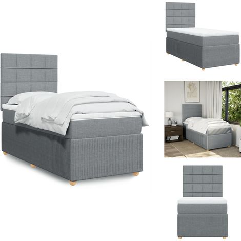 Boxspringbett mit Matratze Hellgrau 90x200 cm Stoff - Boxspringbett - Boxspringbetten - Bett - Schlafzimmermöbel (1/5)