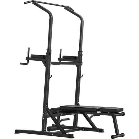 HOMCOM Stazione Multiuso da Fitness Pieghevole Barra Trazioni Panca Regolabile (1/5)