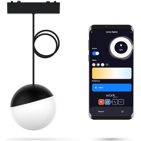Lámpara colgante LED WiFi Zigbee Sphere DY negra de 6W para rieles magnéticos SLIM TRACK 48VDC 3000-5000K regulable (1/5)