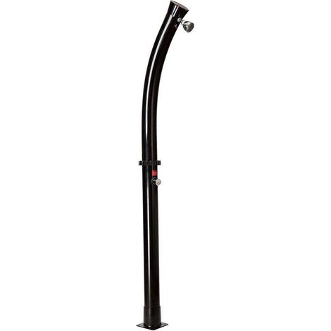 Doccia Solare Da Giardino Con Struttura In PVC Nero Serbatoio Da 18 Litri Soffione Rotondo In ABS Da 7 Cm Miscelatore In Metallo Altezza 211 Cm MPC DOCCIATOMNERA