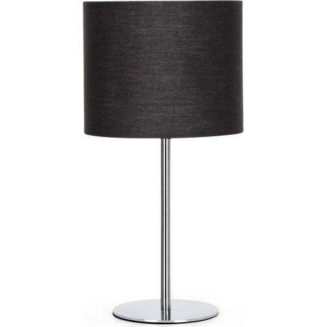 Lampe à poser, élégante base E14, lampe de chevet décorative classique avec base en acier brillant et abat-jour noir, décoration idéale pour la chambre et le salon (1/5)