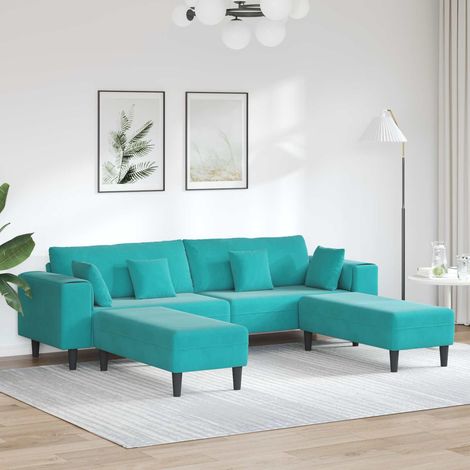 vidaXL Sofa 3 pcs Türkis 250 x 188 x 76 cm Samt (1/5)