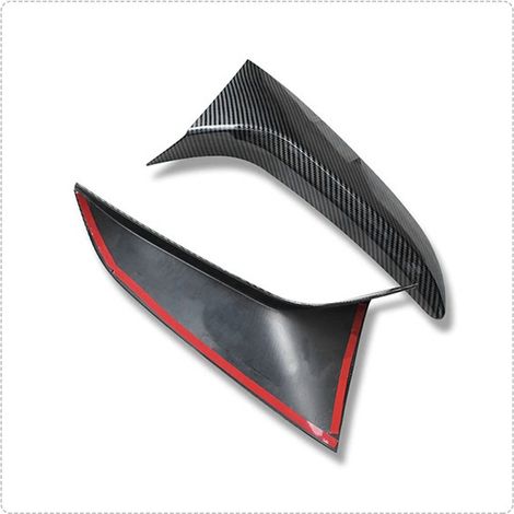 Material in Carbonfaser-Optik: ABS. Dreieckiger Zieraufkleber für Heckspoiler, Heckscheibenleiste in Carbonfaser-Optik, kompatibel mit Subaru. (1/5)