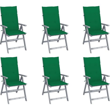 Hochlehner Verstellbar 6 Stk. mit Auflagen Massivholz Akazie