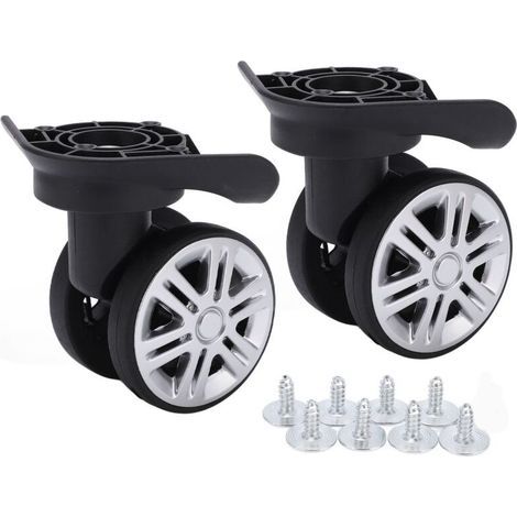 Roulettes pivotantes silencieuses pour valise – Lot de 2 – Matériaux PP + PET – Installation facile avec vis incluses – Pour bagages A19
