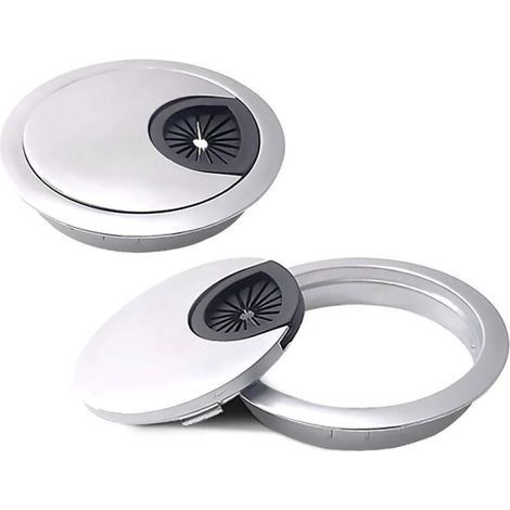 2 Pcs Round Recessed Cables Desk Grommets Cable Hole Cover for Desk Table Wire Grommet Zinc Alloy Diameter 60mm - (1/5)