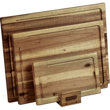 Set di 3 taglieri in legno di acacia con supporto (1/5)