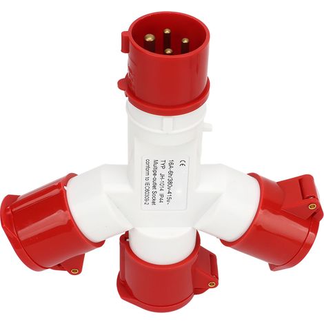 IP44 wasserdichte Industriesteckdose, 1 Eingang, 3 Ausgänge, 4-poliger 2P NE-Stecker, Mehrfachsteckdose, 380–415 V (1/5)