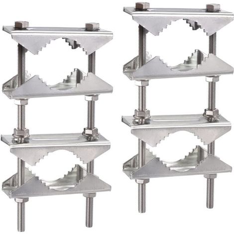 Support Antenne Exterieur Fixation Pince à Mât Antenne Antirouille Kit de Montage Pole à Pole pour 25-50 mm Diamètre TV Satellite Lora 4G LTE CB Radio Amateur Parasol, Lot de 2