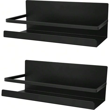 Étagère de réfrigérateur, lot de 2 supports à épices magnétiques, organisateur pour réfrigérateur, réfrigérateur, cuisine, gain de place (noir) (1/5)