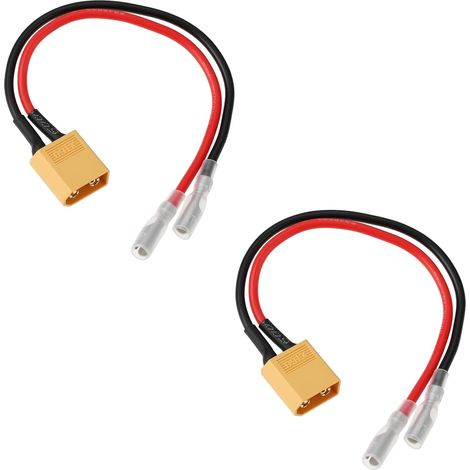 Pack of 2 XT60 male to female power cables, 4 mm, 14 cm, 18 AWG, compatible with Heng Long 1/16 tanks (1/5)