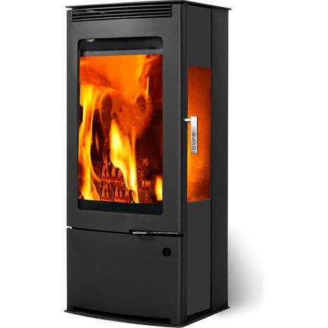 Supra – Poêle à bois vertical 9,1kW – Longueur bûche 50cm – Évacuation des fumées dessus-arrière – Classe énergétique A+ – Acier vermiculite (1/3)