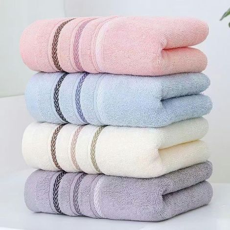 Lot De 4 Serviettes en Pur Coton, Épaisses Et Absorbantes, sans Peluches (1/5)