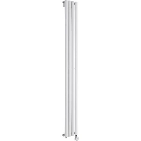 Milano Aruba Electric - White Vertical Column Single Oval Panel Radiator - 1780mm x 236mm