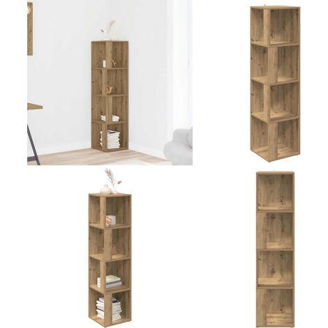 Scaffale Angolare Rovere Artigianale 33x33x132 cm in Truciolato - Armadietto in truciolato - Scaffale per oggetti