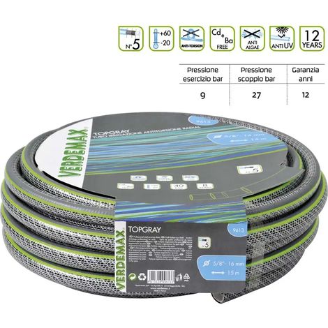 Tuyau d’Arrosage 5 Couches Antitorsion TopGrey – Ø 5/8" – Rouleau 25 m (1/3)