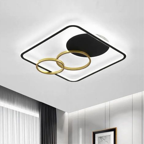 Trade Shop - PLAFONIERA LED 55W QUALITÄT MIT CERCHI NERO ORO LAMPADA SOFFITY LUCE 6500K 70906 - (1/5)