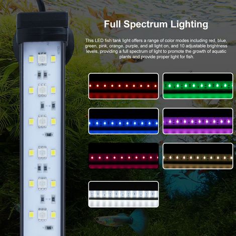 Ortviai Lampe LED pour aquarium 40 cm SPD-1003 avec simulation aube/crépuscule et minuterie intégrée