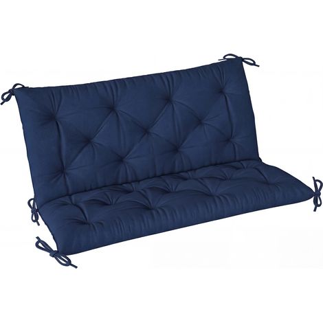 Outsunny 2/3 Seater Garden Bench Cushion Outdoor Seat Pad with Ties Dark Blue