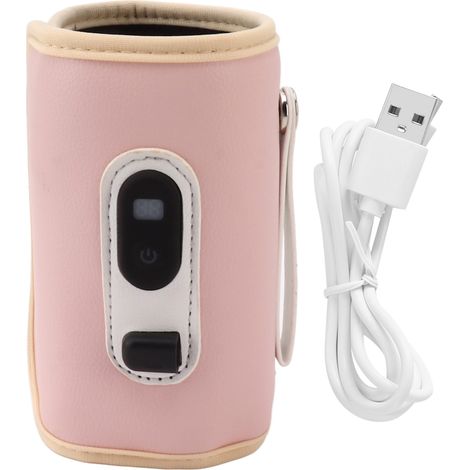 Tragbarer USB-Flaschenwärmer mit Digitalanzeige, 5 Geschwindigkeitsstufen, für Muttermilch und Wasser (Rose) (1/5)