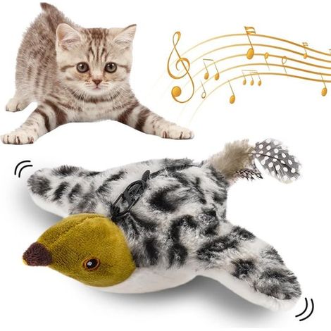 Jouet pour chat oiseau, oiseau volant pour chat, avec télécommande, simule les cris d'un vrai oiseau, rechargeable par USB (1/5)