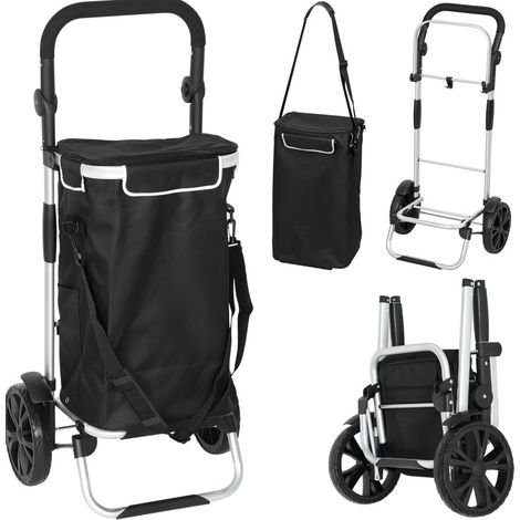 CHICFURN Carrello portaspesa pieghevole 40 L 97 cm nero in alluminio con scomparto termico (1/5)