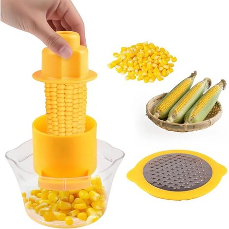 Desgranadora de maíz, peladora de maíz: desgrana el maíz rápidamente. Incluye recipiente para los granos, molinillo y mango seguro (1/4)