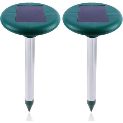 Set mit 2 solarbetriebenen, wasserdichten Ultraschall-Maulwurf- und Mäuseabwehrgeräten für den Garten (1/4)
