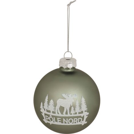 Déco Sapin Boule de Noël en Verre D 8 cm Vert déco Pôle nord et Renne - Feeric Christmas (1/2)
