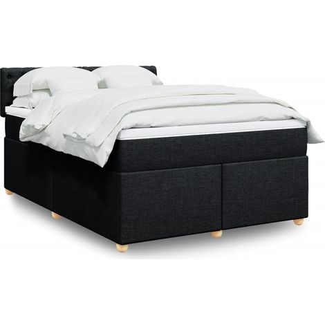 Boxspringbett mit Matratze Schwarz 160x200 cm Stoff