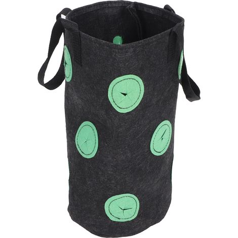 Sac de culture portable en feutre pour fraisiers, 12 trous, avec poignées, noir, 20 x 35 cm (1/5)