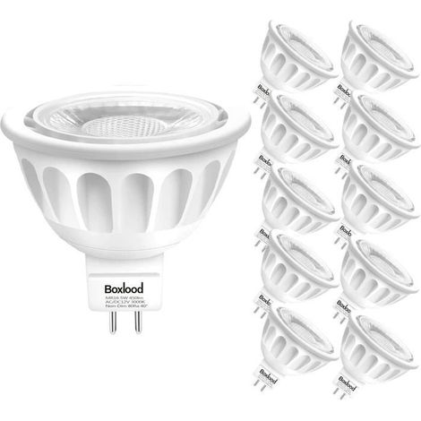 GU5.3 MR16 LED Ampoule 5W, Blanc Froid 6000K LED Lampe Bulb, 12V LED Spot, L'angle d'émission de 40°, Lot de10 (1/5)