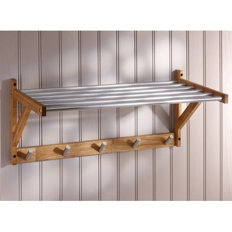 Porte-manteaux tablettes en chêne massif (1/4)