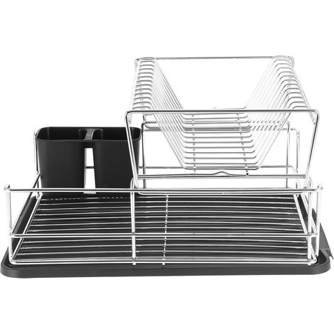 Scolapiatti a 2 Livelli – Ferro Cromato Robusto con Vaschetta Raccolta Acqua, Design Elegante e Salvaspazio – Ideale per Cucina Domestica e Professionale (1/5)