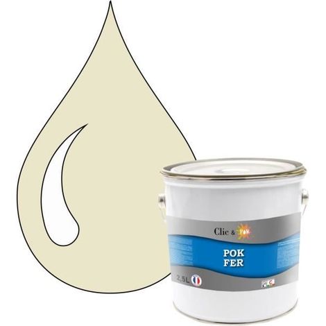 Peinture - POK - Fer Antirouille - Glycérophtalique - 2,5L - Blanc perlé (1/4)