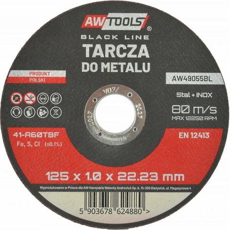 Disque à meuler en métal Awtools 1251,6 mm, liseré noir