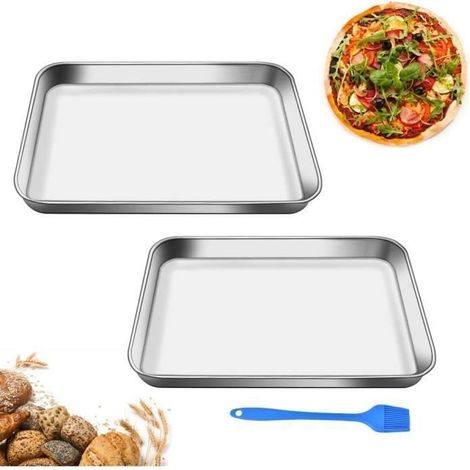 2 PCS Plaque de Cuisson en Acier Inoxydable 26202.5cm Plaque à Pâtisserie pour Four Plaque à Pâtisserie Antiadhésive Plat de (1/4)