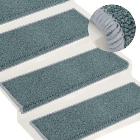 Lot de 15 Tapis d'escalier - Tapis de marche pour Enfants, Aînés et Animaux 65x25 cm Bleu BV425801 - BonneVie (1/5)