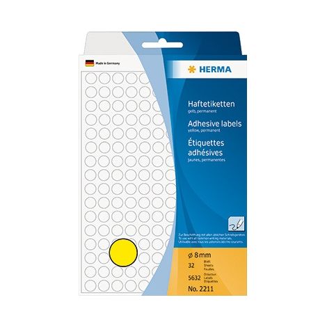 HERMA Markierungspunkt HERMA 8mm Papier gelb 5.632 Etik./Pack. HERMA 8mm Papier gelb 5.632 Etik./Pack. (1/3)