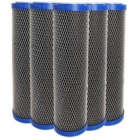 Lot de 5 Cartouches 2 en 1 Filtre à Eau 9 pouces 3/4 - Anti sédiments + Charbon actif 5 microns Filtre à Impuretés Fabriqué en France